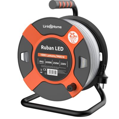 Ruban LED 25m 1000 lumens /m sur enrouleur bande lumineuse blanche IP65 Quarx