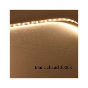 Ruban LED Blanc 120 LED/m 9W/m IP65 5m - Blanc Chaud 3000K avec velcro
