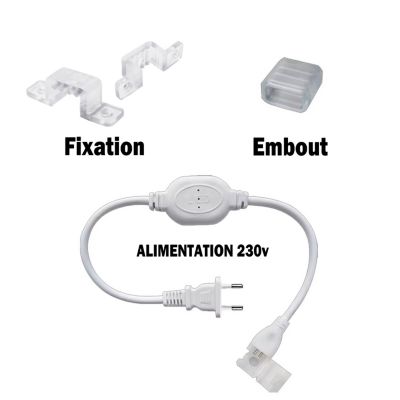 RUBAN LED CHANTIER IP67 230V 9W/M 50M Bandeau Leds sécable 2835 silicone Etanche Blanc Froid 6000K