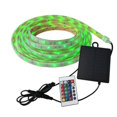 Ruban LED solaire multicouleur 1.2W, 22 lm, long. 5m, Neon IP67, télécommande, crépusculaire, garantie 5 ans - Tibelec