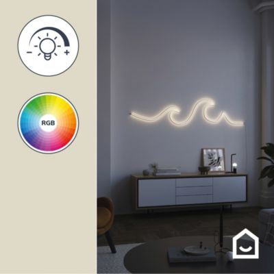 Ruban lumineux néon Almeida LED intégrée variation de couleurs IP20 dimmable 22W L.500cm blanc Goodhome