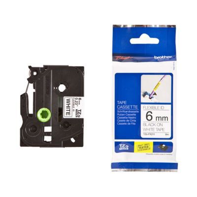 Ruban pour étiqueteuse TZEFX211 noir sur blanc 6 mm x 8 m
