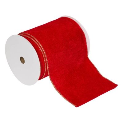 Ruban velours 12cmx5 m rouge - Atmosphera