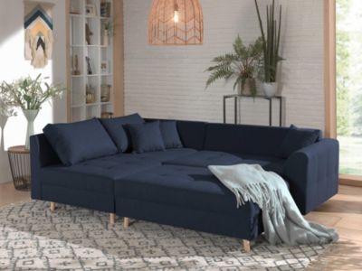 Rune - canapé d'angle - avec pouf d'appoint - 4 places - style scandinave - gauche - Lisa Design