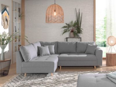 Rune - canapé d'angle - avec pouf d'appoint - 4 places - style scandinave - gauche - Lisa Design