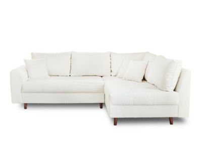 Rune - canapé d'angle droit - 4 places - avec pouf d'appoint - en tissu bouclette - Lisa Design