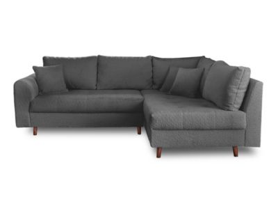 Rune - canapé d'angle droit - 4 places - avec pouf d'appoint - en tissu bouclette - Lisa Design