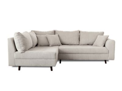 Rune - canapé d'angle gauche - 4 places - avec pouf d'appoint - en velours côtelé - Lisa Design