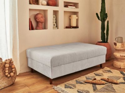 Rune - canapé d'angle gauche - 4 places - avec pouf d'appoint - en velours côtelé - Lisa Design