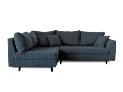 Rune - canapé d'angle gauche - 4 places - avec pouf d'appoint - en velours côtelé - Lisa Design