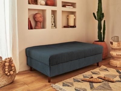 Rune - canapé d'angle gauche - 4 places - avec pouf d'appoint - en velours côtelé - Lisa Design
