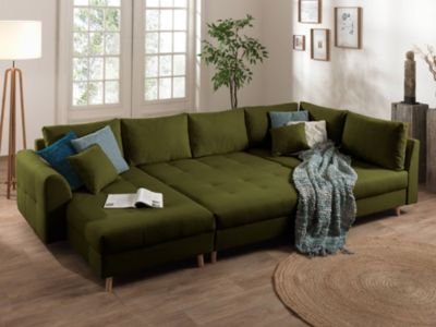 Rune - canapé panoramique - avec pouf d'appoint - 7 places - style scandinave - droit - Lisa Design