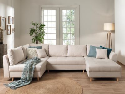 Rune - canapé panoramique avec pouf d'appoint - 7 places - style scandinave - gauche - Lisa Design