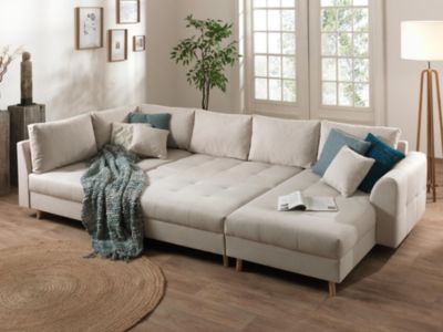 Rune - canapé panoramique avec pouf d'appoint - 7 places - style scandinave - gauche - Lisa Design