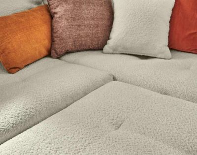Rune - canapé panoramique d'angle droit - 7 places - avec pouf d'appoint - en tissu bouclette - Lisa Design