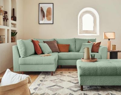 Rune - pouf modulable - en tissu bouclette - Lisa Design