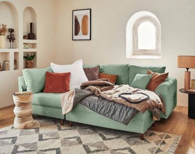 Rune - pouf modulable - en tissu bouclette - Lisa Design
