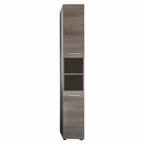 RUNNER-MOON - Meuble de salle de bain - Colonne en mélaminé bois grisé. L-H-P: 30 - 190 - 31 cm