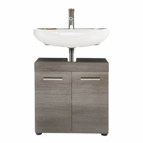 RUNNER/MOON - Meuble de salle de bain - Meuble sous-vasque en mélaminé bois grisé. L-H-P: 58 - 57 - 31cm