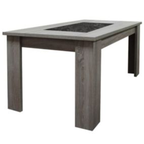 RYKI - Table Repas Rectangulaire 160cm Effet Bois Grisé