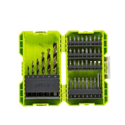 RYOBI - Coffret empilable 38 accessoires mixtes perçage - vissage : 6 forets HSS + embouts & 1 por
