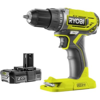RYOBI - Perceuse-visseuse compacte 18V ONE+ - 2 batteries lithium+ 2,0 Ah - chargeur 1,5 A - Sac de transport - R18DD2-220S