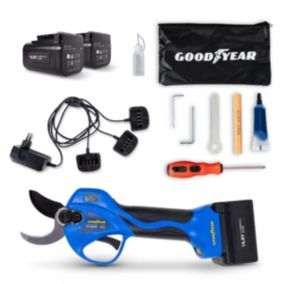 Sécateur électrique Professionnel 16,8V + 2 Batteries Lithium 2Ah Diam Coupe 32 mm Moteur Brushless GOODYEAR
