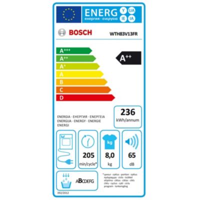 Sèche-linge pompe à chaleur avec condenseur 60cm 8kg Bosch WTH83V13FR
