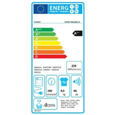 Sèche-linge pompe à chaleur avec condenseur 9kg Candy CSOEH9A2DE-S