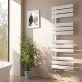 Sèche-serviette eau chaude EMKE raccord latéral radiateur sèche-serviettes blanc 112 x 40 cm 385 watts
