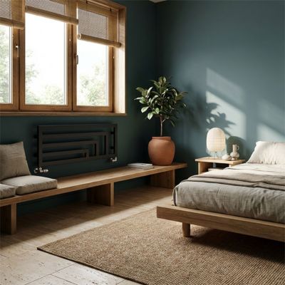 Sèche-serviette eau chaude noir de 360mm de haut et 1140mm de large - 416 Watt - ANG360/1140HYPN