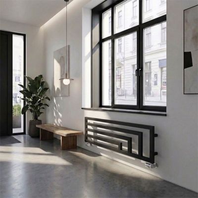 Sèche-serviette eau chaude noir de 360mm de haut et 1140mm de large - 416 Watt - ANG360/1140HYPN