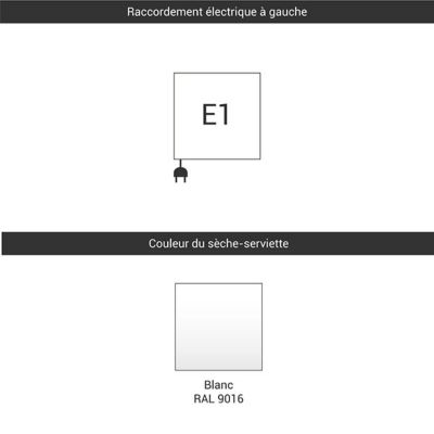 Sèche-serviette électrique blanc de 510mm de haut et 400mm de large - 200 Watt - VIP510/400E1B