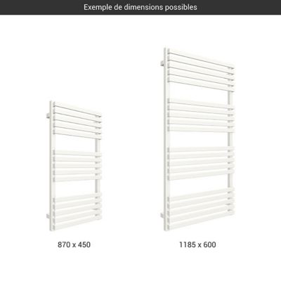 Sèche-serviette électrique blanc de 870mm de haut et 450mm de large - 400 Watt - QUA870/450SE8B