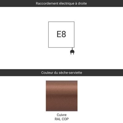Sèche-serviette électrique cuivre de 555mm de haut et 400mm de large - 200 Watt - JAD555/400E8COP