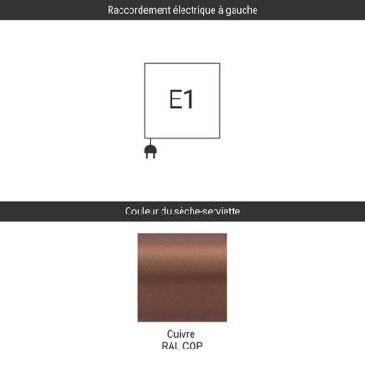 Sèche-serviette électrique cuivre de 670mm de haut et 300mm de large - 200 Watt - VIV670/300E1COP