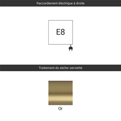 Sèche-serviette électrique doré de 1140mm de haut et 600mm de large - 800 Watt - ALE1140/600E8BRA