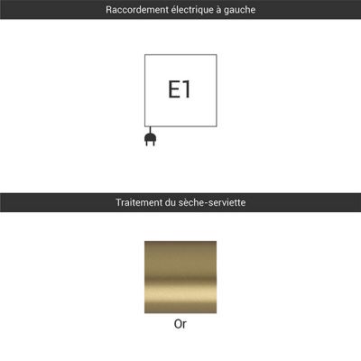 Sèche-serviette électrique doré de 460mm de haut et 230mm de large - 120 Watt - MIK460/230E1BRA