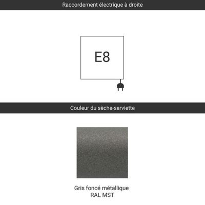 Sèche-serviette électrique gris - (HxL) 600x500 mm - 300 ( Watts) - 300 Watt - ZIG600-500E8MST