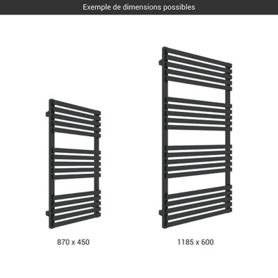Sèche-serviette électrique noir de 870mm de haut et 450mm de large - 400 Watt - QUA870/450SE8N