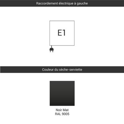 Sèche-serviette électrique noir de 960mm de haut et 230mm de large - 300 Watt - MIK960/230E1N