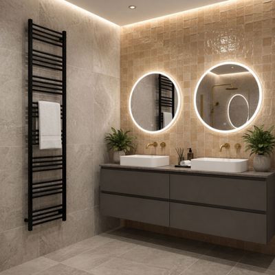 Sèche-serviette électrique programmable noir - HxL : 1860x400 mm - 600 Watt - FIO1860/400E1NP