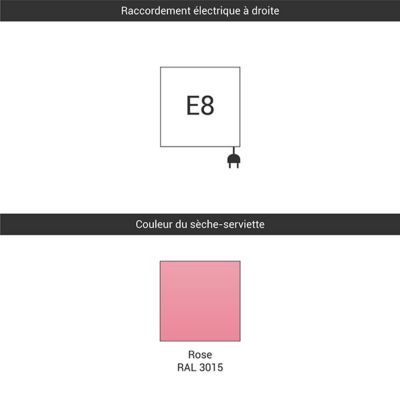 Sèche-serviette électrique rose de 600mm de haut et 500mm de large - 300 Watt - ZIG600/500E83015