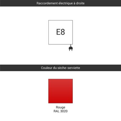 Sèche-serviette électrique rouge trafic de 600mm de haut et 500mm de large - 300 Watt - ZIG600/500E83020