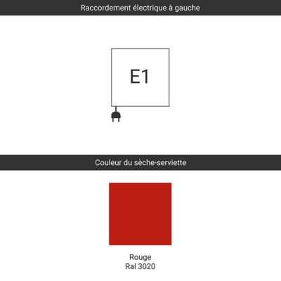 Sèche-serviette électrique rouge trafic de 640mm haut / 200mm large - 100 Watt - EAS640/200E13020