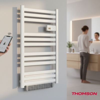 Sèche-serviette électrique sans fluide connecté WiFi avec soufflerie 500 + 1000W Thomson COSMO blanc