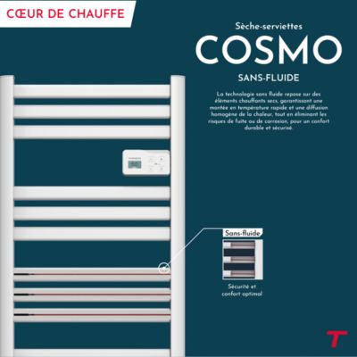 Sèche-serviette électrique sans fluide connecté WiFi avec soufflerie 500 + 1000W Thomson COSMO blanc