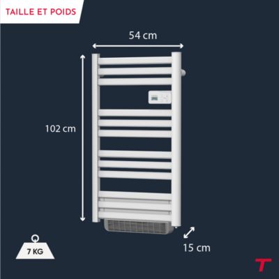 Sèche-serviette électrique sans fluide connecté WiFi avec soufflerie 500 + 1000W Thomson COSMO blanc