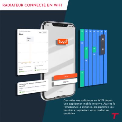 Sèche-serviette électrique sans fluide connecté WiFi avec soufflerie 500 + 1000W Thomson COSMO noir