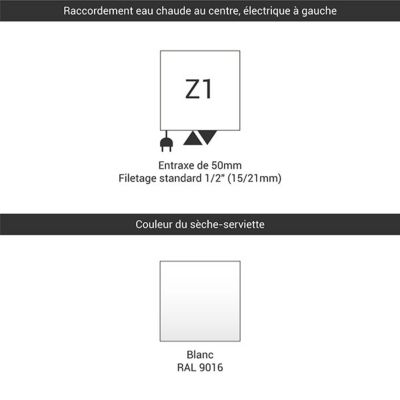 Sèche-serviette mixte blanc de 1240mm de haut et 600mm de large - 893 Watt - POC1240/600SOAZ1B